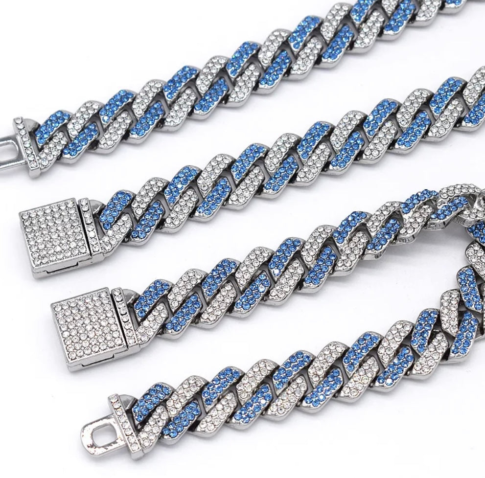 Lighting Blue/Silver Cuban Unisex Set