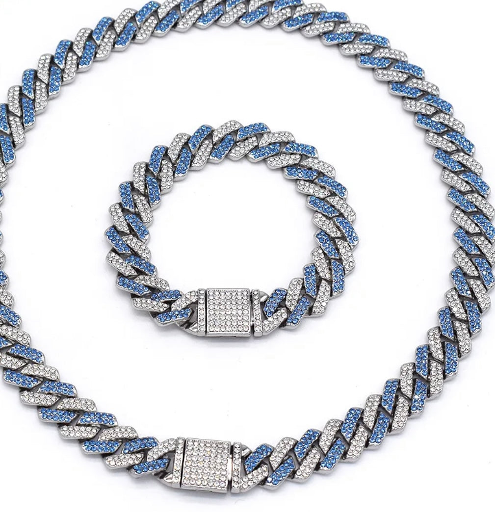 Lighting Blue/Silver Cuban Unisex Set